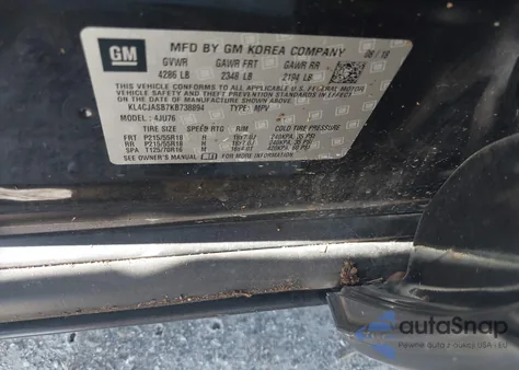 2019 Buick Encore Fwd Preferred z USA, uszkodzony, nr VIN KL4CJASB7KB738894